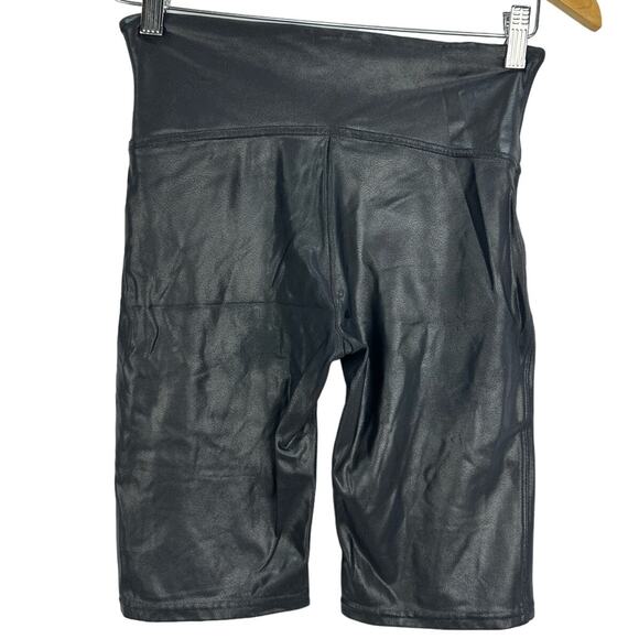 SPANX Faux Leather Bike Shorts Black High Rise Compression Size Small - Picture 5 of 6